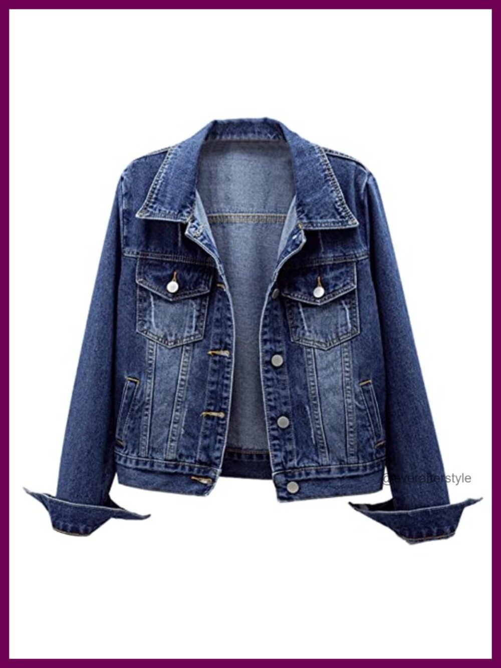 Women's Classic Denim Jacket Button Front Fitted Jean Jacket with Pockets